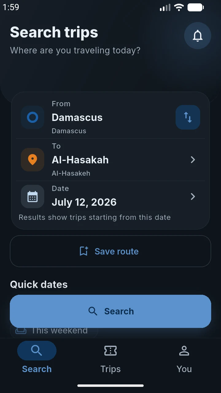 SafraWay Intercity Rides Syria screenshot
